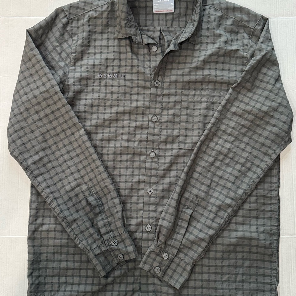 Mammut Long-sleeve Men's Gray Checkered Button-Up Shirt Sz M